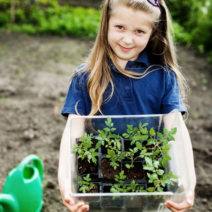 Girl with seedlings
